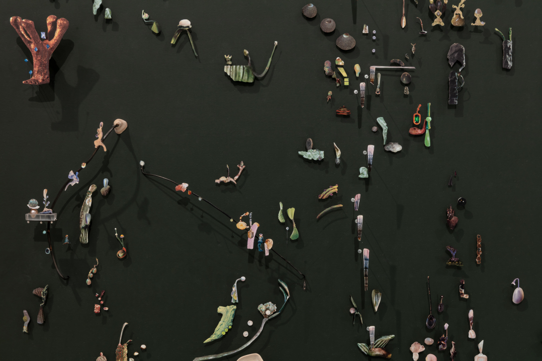 Collage work by Deborah Kraft with many small detailed components