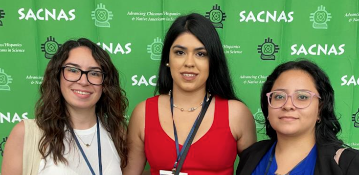 NEIU students, Nicole Soto, Odalis Curzio, & Soshana Martinez presented research at the 2022 Society for the Advancement of Chicanos/Hispanics and Native Americans in Science (SACNAS) conference in Puerto Rico.