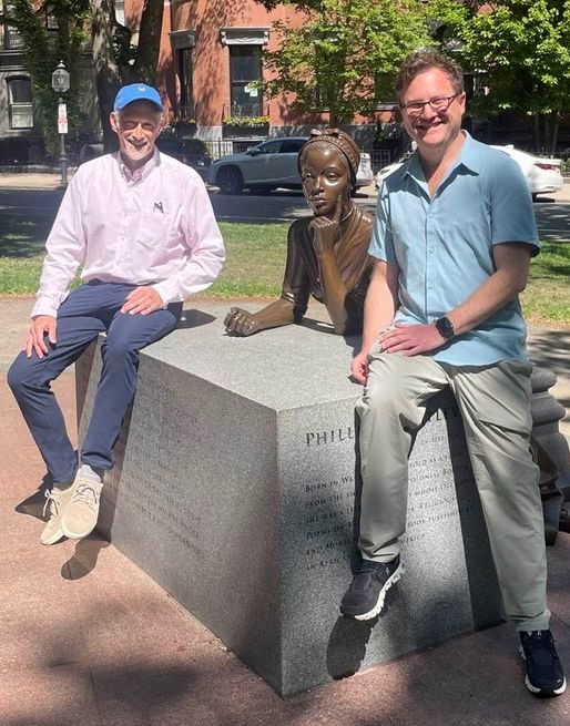 Tim Scherman and Ryan Poll with Phyllis Wheatley monument