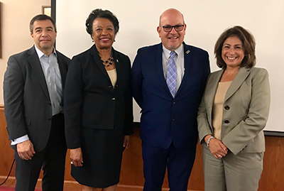 From left to right: Board Chair Jim Palos, President Gloria J. Gibson, IHCC CEO Jaime di Paolo, Illinois Rep. Lisa Hernandez