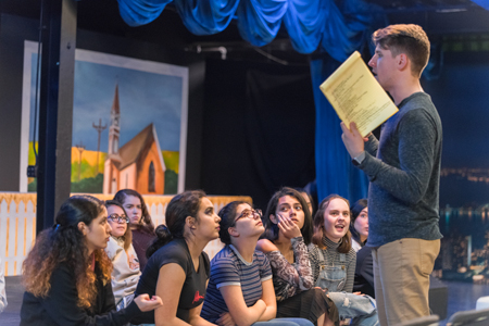 Photo of participants in rehearsal for "Footloose" at The Miracle Center.