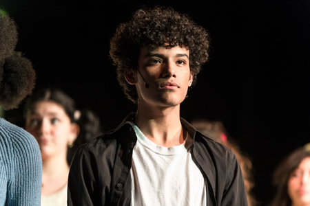 Photo of Giovanni Carmona in rehearsal for "Footloose" at The Miracle Center. 