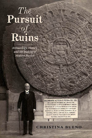 Book cover of The Pursuit of Ruins featuring an ancient carved stone