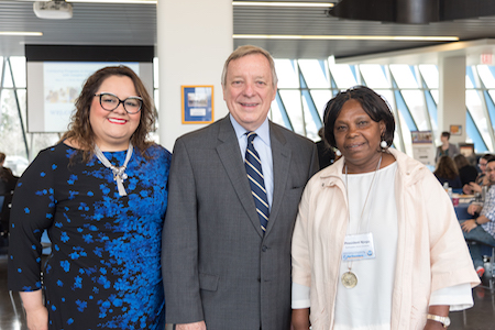 U.S. Sen. Dick Durbin, Acting President Wamucii Njogu and El Centro Interim Director Maria Luna-Duarte